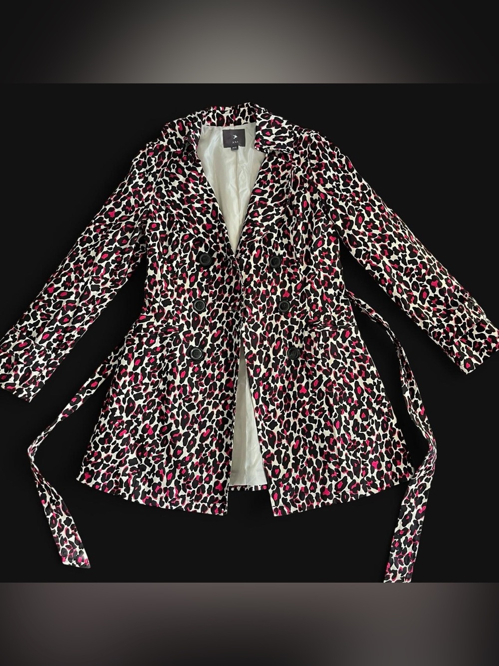 F21 Pink Leopard Trench Coat